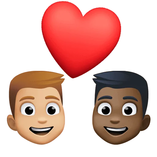 👨🏼‍❤️‍👨🏿 Pasangan dengan Hati Pria dengan Pria Warna Kulit Cerah Sedang dengan Warna Kulit Gelap Facebook