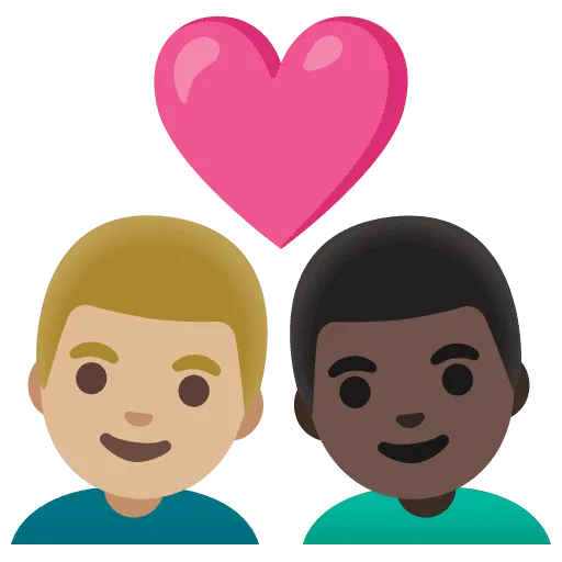 👨🏼‍❤️‍👨🏿 Pasangan dengan Hati Pria dengan Pria Warna Kulit Cerah Sedang dengan Warna Kulit Gelap Google
