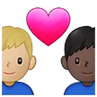 👨🏼‍❤️‍👨🏿 Pasangan dengan Hati Pria dengan Pria Warna Kulit Cerah Sedang dengan Warna Kulit Gelap Samsung