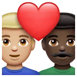 👨🏼‍❤️‍👨🏿 Pasangan dengan Hati Pria dengan Pria Warna Kulit Cerah Sedang dengan Warna Kulit Gelap WhatsApp