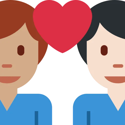 👨🏽‍❤️‍👨🏻 Pasangan dengan Hati Pria dengan Pria Warna Kulit Sedang dengan Warna Kulit Cerah Twitter