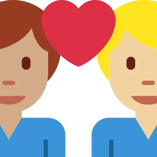 👨🏽‍❤️‍👨🏼 Pasangan dengan Hati Pria dengan Pria Warna Kulit Sedang dengan Warna Kulit Cerah Sedang Twitter