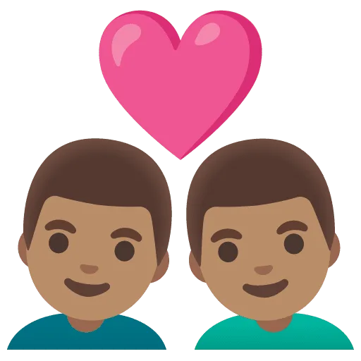 👨🏽‍❤️‍👨🏽 Pasangan dengan Hati Pria dengan Pria Warna Kulit Sedang Google