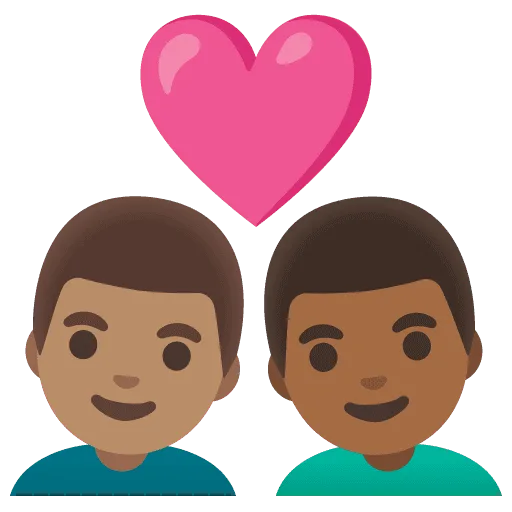 👨🏽‍❤️‍👨🏾 Pasangan dengan Hati Pria dengan Pria Warna Kulit Sedang dengan Warna Kulit Gelap Sedang Google