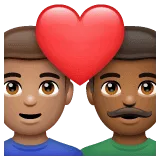👨🏽‍❤️‍👨🏾 Pasangan dengan Hati Pria dengan Pria Warna Kulit Sedang dengan Warna Kulit Gelap Sedang WhatsApp