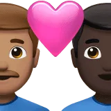 👨🏽‍❤️‍👨🏿 Pasangan dengan Hati Pria dengan Pria Warna Kulit Sedang dengan Warna Kulit Gelap Apple