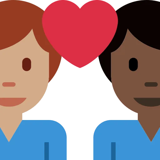 👨🏽‍❤️‍👨🏿 Pasangan dengan Hati Pria dengan Pria Warna Kulit Sedang dengan Warna Kulit Gelap Twitter