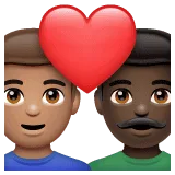 👨🏽‍❤️‍👨🏿 Pasangan dengan Hati Pria dengan Pria Warna Kulit Sedang dengan Warna Kulit Gelap WhatsApp