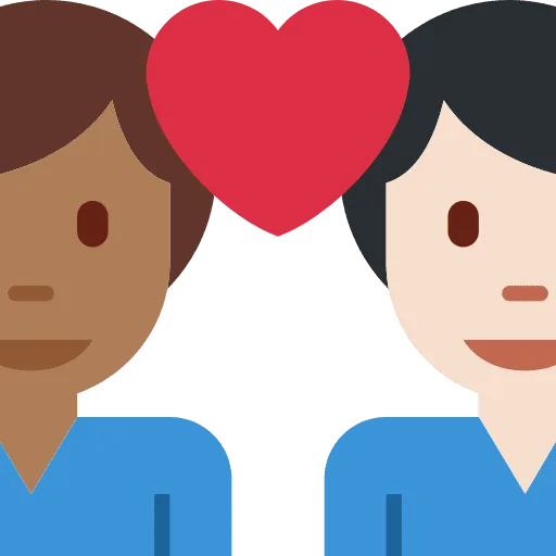 👨🏾‍❤️‍👨🏻 Pasangan dengan Hati Pria dengan Pria Warna Kulit Gelap Sedang dengan Warna Kulit Cerah Twitter