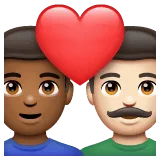👨🏾‍❤️‍👨🏻 Pasangan dengan Hati Pria dengan Pria Warna Kulit Gelap Sedang dengan Warna Kulit Cerah WhatsApp