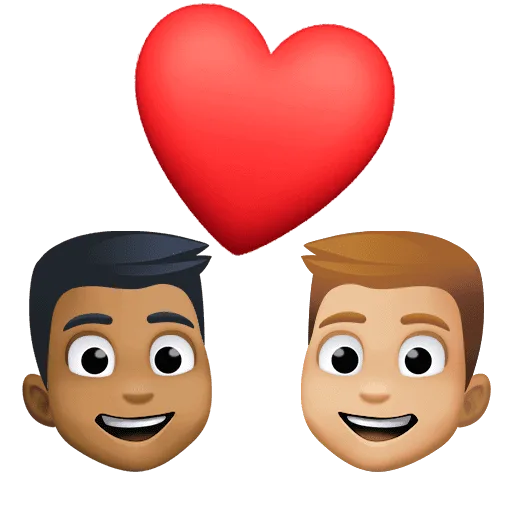 👨🏾‍❤️‍👨🏼 Pasangan dengan Hati Pria dengan Pria Warna kulit Gelap Sedang dengan Warna kulit Cerah Sedang Facebook