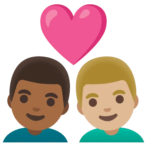 👨🏾‍❤️‍👨🏼 Pasangan dengan Hati Pria dengan Pria Warna kulit Gelap Sedang dengan Warna kulit Cerah Sedang Google