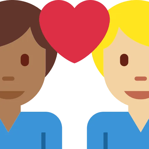 👨🏾‍❤️‍👨🏼 Pasangan dengan Hati Pria dengan Pria Warna kulit Gelap Sedang dengan Warna kulit Cerah Sedang Twitter