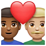 👨🏾‍❤️‍👨🏼 Pasangan dengan Hati Pria dengan Pria Warna kulit Gelap Sedang dengan Warna kulit Cerah Sedang WhatsApp