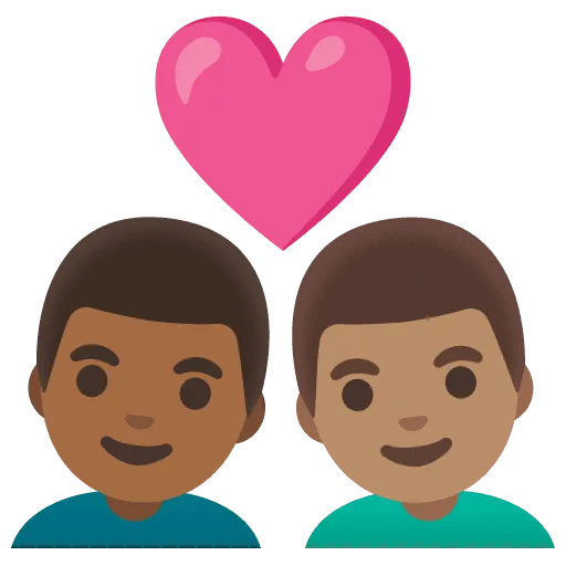 👨🏾‍❤️‍👨🏽 Pasangan dengan Hati Pria dengan Pria Warna kulit Gelap Sedang dengan Warna kulit Sedang Google