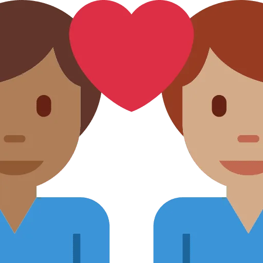 👨🏾‍❤️‍👨🏽 Pasangan dengan Hati Pria dengan Pria Warna kulit Gelap Sedang dengan Warna kulit Sedang Twitter
