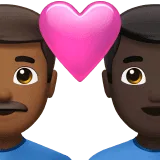 👨🏾‍❤️‍👨🏿 Pasangan dengan Hati Pria dengan Pria Warna kulit Gelap Sedang dengan Warna Kulit Gelap Apple