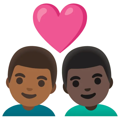 👨🏾‍❤️‍👨🏿 Pasangan dengan Hati Pria dengan Pria Warna kulit Gelap Sedang dengan Warna Kulit Gelap Google
