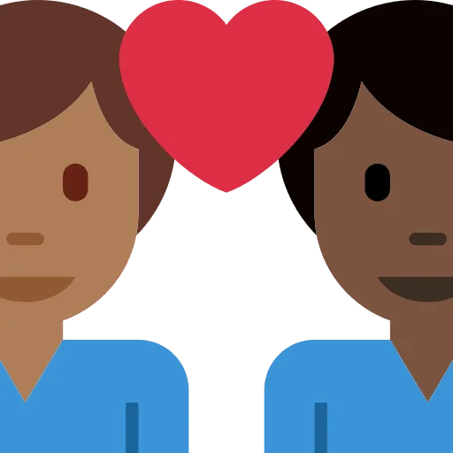 👨🏾‍❤️‍👨🏿 Pasangan dengan Hati Pria dengan Pria Warna kulit Gelap Sedang dengan Warna Kulit Gelap Twitter
