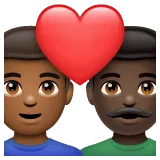 👨🏾‍❤️‍👨🏿 Pasangan dengan Hati Pria dengan Pria Warna kulit Gelap Sedang dengan Warna Kulit Gelap WhatsApp