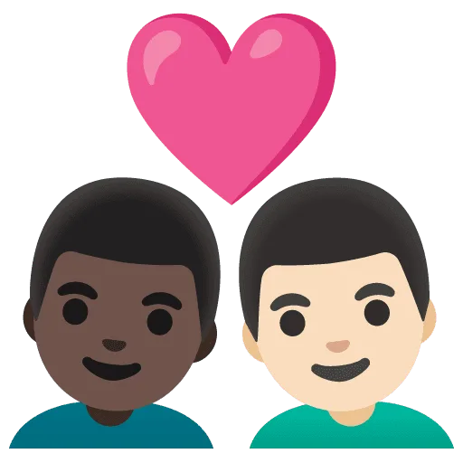 👨🏿‍❤️‍👨🏻 Pasangan dengan Hati Pria dengan Pria Warna Kulit Gelap dengan Warna Kulit Cerah Google