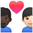 👨🏿‍❤️‍👨🏻 Pasangan dengan Hati Pria dengan Pria Warna Kulit Gelap dengan Warna Kulit Cerah Samsung