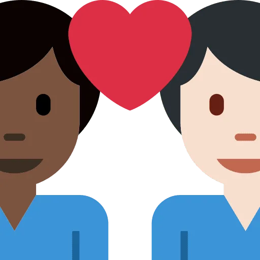 👨🏿‍❤️‍👨🏻 Pasangan dengan Hati Pria dengan Pria Warna Kulit Gelap dengan Warna Kulit Cerah Twitter