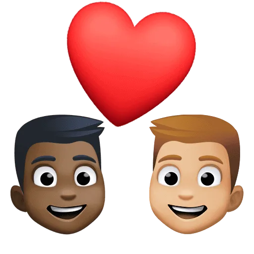 👨🏿‍❤️‍👨🏼 Pasangan dengan Hati Pria dengan Pria Warna Kulit Gelap dengan Warna Kulit Cerah Sedang Facebook