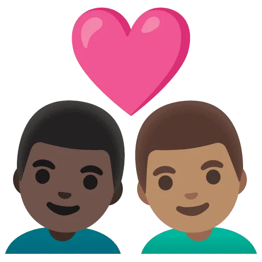 👨🏿‍❤️‍👨🏽 Pasangan dengan Hati Pria dengan Pria Warna Kulit Gelap dengan Warna Kulit Sedang Google