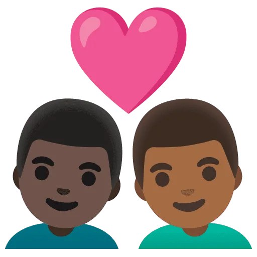 👨🏿‍❤️‍👨🏾 Pasangan dengan Hati Pria dengan Pria Warna Kulit Gelap dengan Warna Kulit Gelap Sedang Google