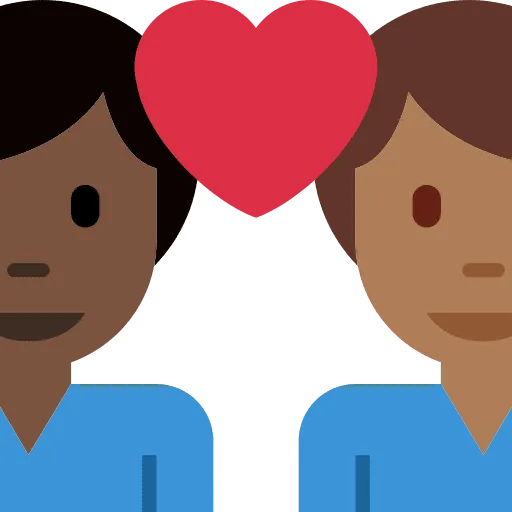👨🏿‍❤️‍👨🏾 Pasangan dengan Hati Pria dengan Pria Warna Kulit Gelap dengan Warna Kulit Gelap Sedang Twitter