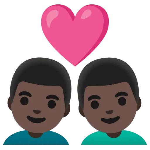 👨🏿‍❤️‍👨🏿 Pasangan dengan Hati Pria dengan Pria Warna Kulit Gelap Google