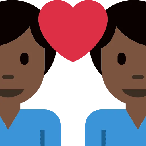 👨🏿‍❤️‍👨🏿 Pasangan dengan Hati Pria dengan Pria Warna Kulit Gelap Twitter