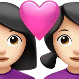 👩🏻‍❤️‍👩🏻 Pasangan dengan Hati Wanita dengan Wanita Warna Kulit Cerah Apple
