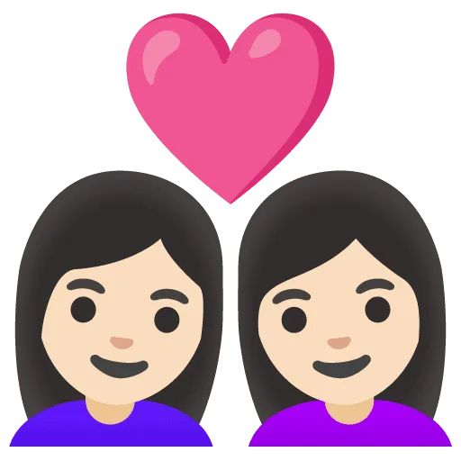 👩🏻‍❤️‍👩🏻 Pasangan dengan Hati Wanita dengan Wanita Warna Kulit Cerah Google