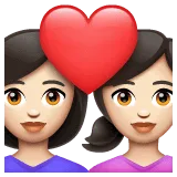 👩🏻‍❤️‍👩🏻 Pasangan dengan Hati Wanita dengan Wanita Warna Kulit Cerah WhatsApp