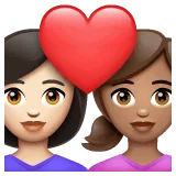 👩🏻‍❤️‍👩🏽 Pasangan dengan Hati Wanita dengan Wanita Warna Kulit Cerah dengan Warna Kulit Sedang WhatsApp
