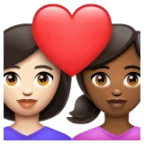 👩🏻‍❤️‍👩🏾 Pasangan dengan Hati Wanita dengan Wanita Warna Kulit Cerah dengan Warna Kulit Gelap Sedang WhatsApp