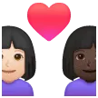 👩🏻‍❤️‍👩🏿 Pasangan dengan Hati Wanita dengan Wanita Warna Kulit Cerah dengan Warna Kulit Gelap Samsung