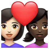 👩🏻‍❤️‍👩🏿 Pasangan dengan Hati Wanita dengan Wanita Warna Kulit Cerah dengan Warna Kulit Gelap WhatsApp