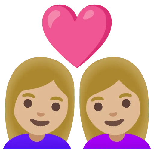 👩🏼‍❤️‍👩🏼 Pasangan dengan Hati Wanita dengan Wanita Warna Kulit Cerah Sedang Google