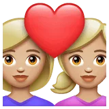 👩🏼‍❤️‍👩🏼 Pasangan dengan Hati Wanita dengan Wanita Warna Kulit Cerah Sedang WhatsApp