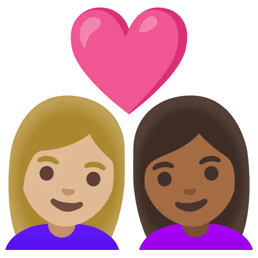 👩🏼‍❤️‍👩🏾 Pasangan dengan Hati Wanita dengan Wanita Warna Kulit Cerah Sedang dengan Warna Kulit Gelap Sedang Google