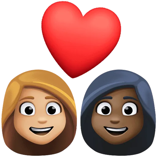 👩🏼‍❤️‍👩🏿 Pasangan dengan Hati Wanita dengan Wanita Warna Kulit Cerah Sedang dengan Warna Kulit Gelap Facebook