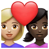 👩🏼‍❤️‍👩🏿 Pasangan dengan Hati Wanita dengan Wanita Warna Kulit Cerah Sedang dengan Warna Kulit Gelap WhatsApp