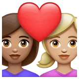 👩🏽‍❤️‍👩🏼 Pasangan dengan Hati Wanita dengan Wanita Warna Kulit Sedang dengan Warna Kulit Cerah Sedang WhatsApp