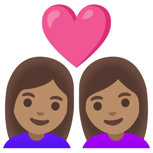 👩🏽‍❤️‍👩🏽 Pasangan dengan Hati Wanita dengan Wanita Warna Kulit Sedang Google
