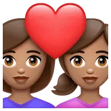 👩🏽‍❤️‍👩🏽 Pasangan dengan Hati Wanita dengan Wanita Warna Kulit Sedang WhatsApp