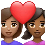 👩🏽‍❤️‍👩🏾 Pasangan dengan Hati Wanita dengan Wanita Warna Kulit Sedang dengan Warna Kulit Gelap Sedang WhatsApp