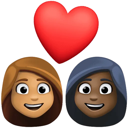 👩🏽‍❤️‍👩🏿 Pasangan dengan Hati Wanita dengan Wanita Warna Kulit Sedang dengan Warna Kulit Gelap Facebook